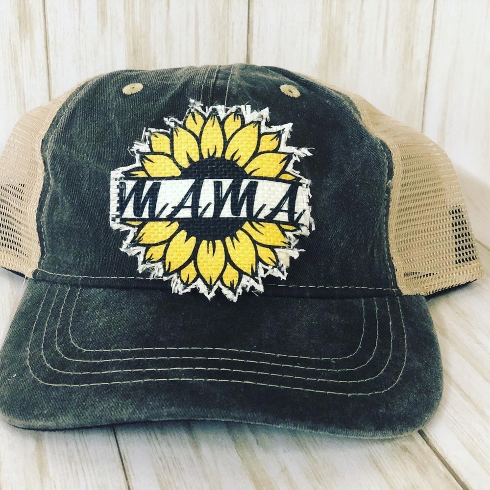 Mama Sunflower Raggy Patch Baseball Hat
